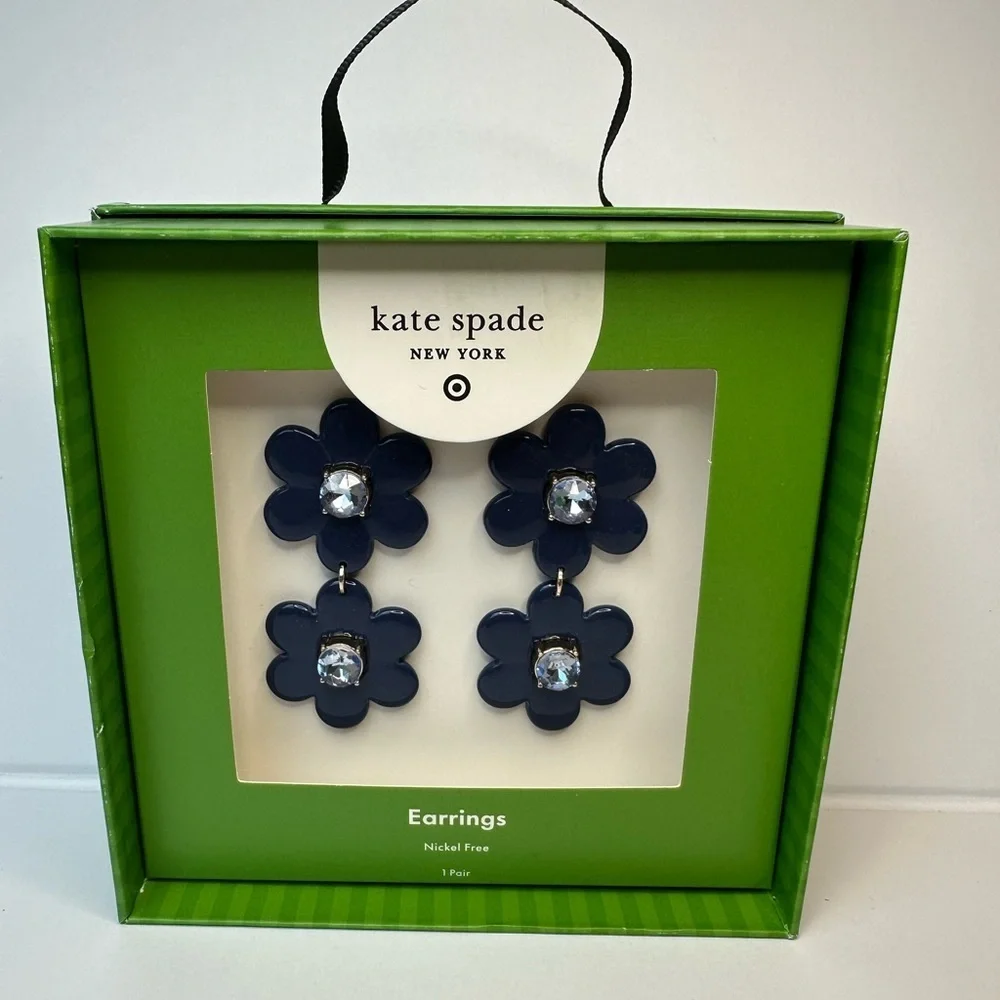 Kate Spade x Target Navy Flower Earrings NIB